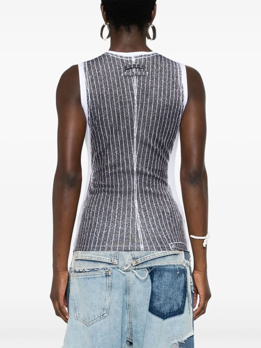Vest-Print Sleeveless Top