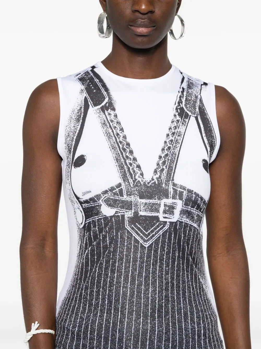 Vest-Print Sleeveless Top