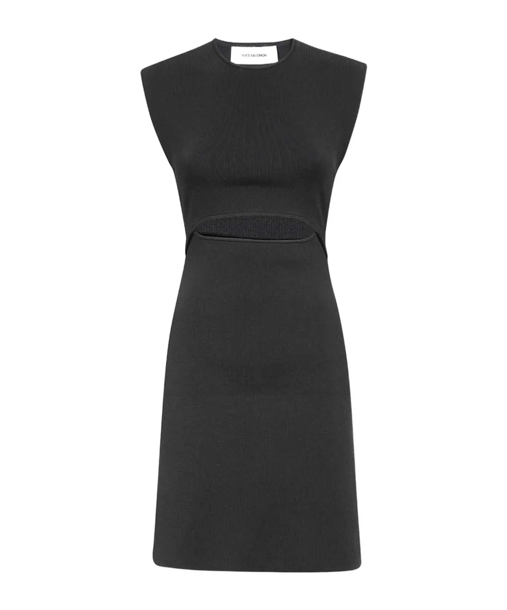 Cut-Out Ribbed Knit Mini Dress