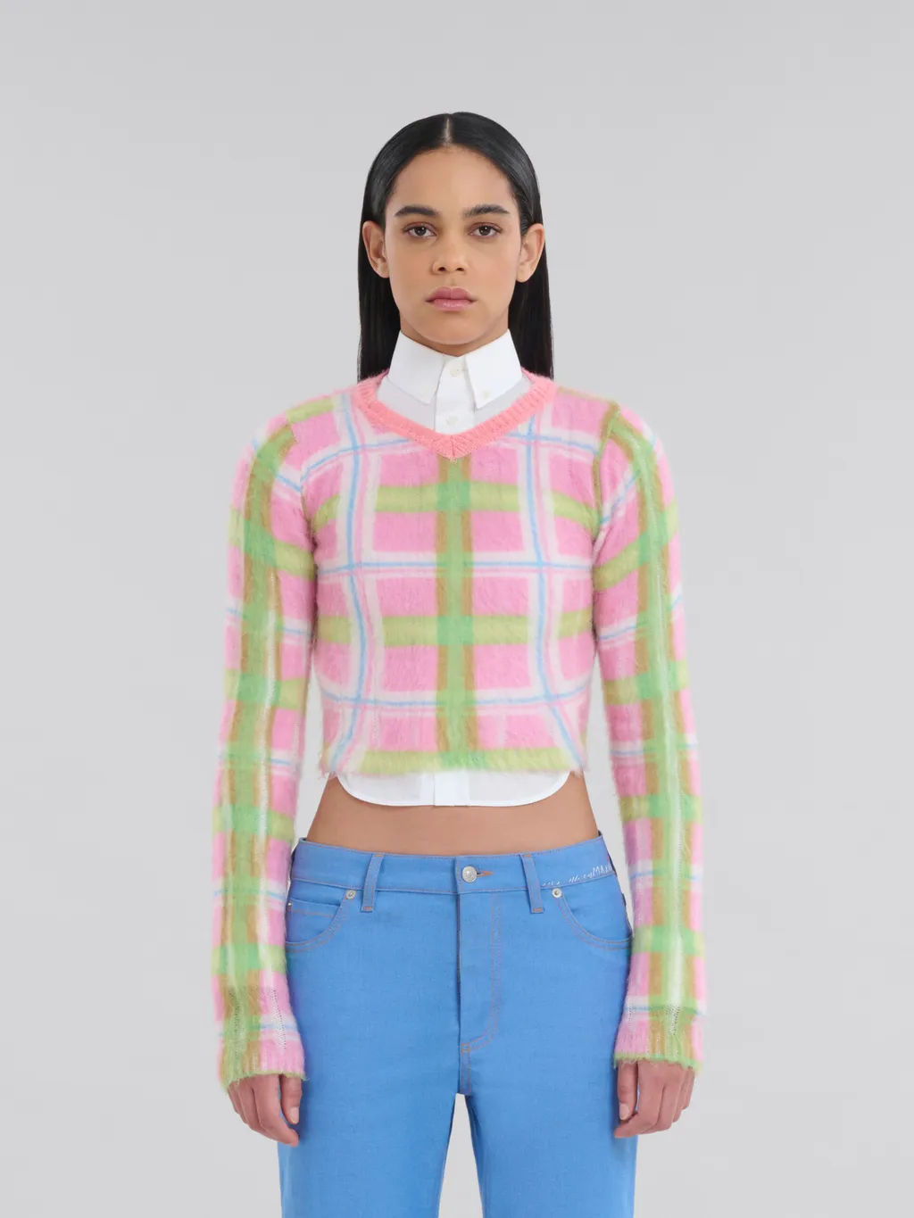 Check-Print Brushed-Finish Jumper