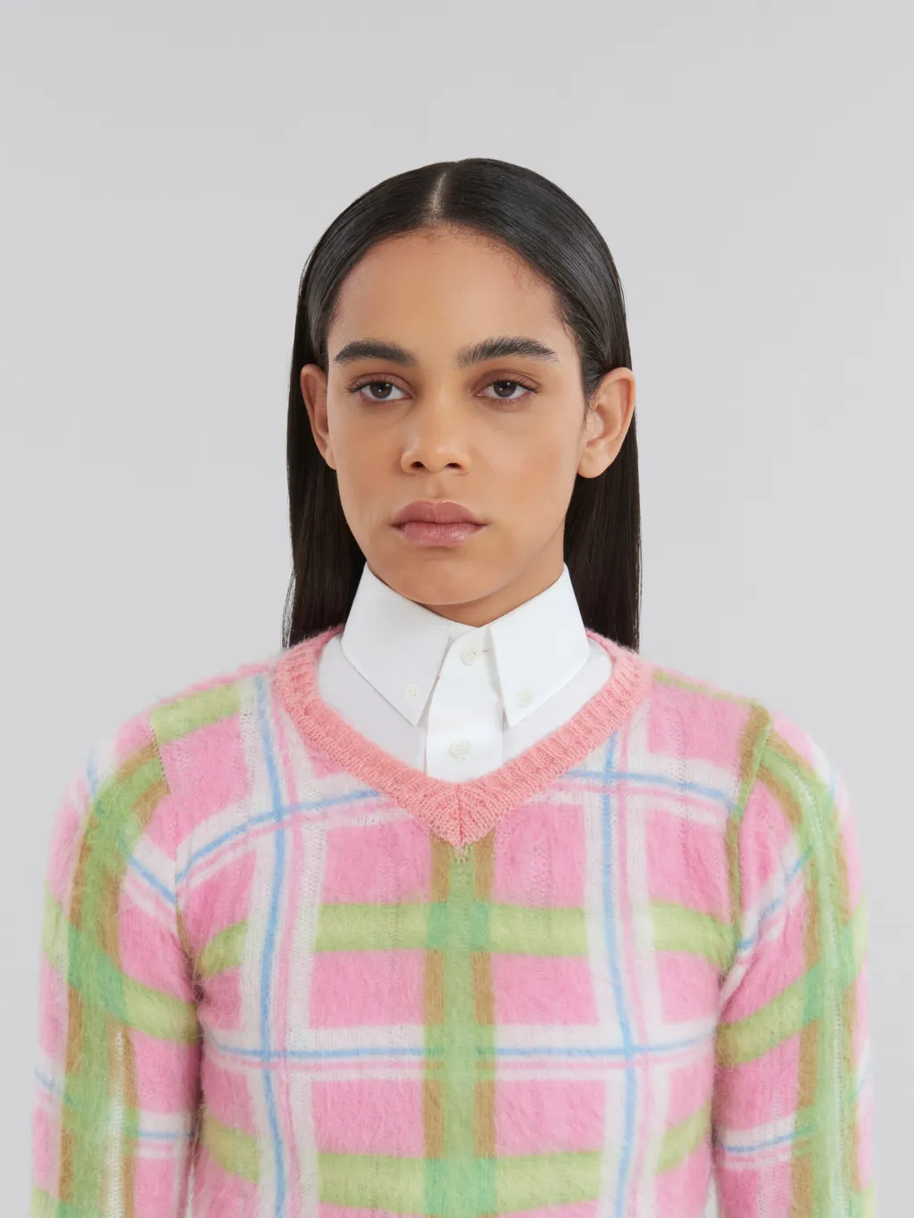 Check-Print Brushed-Finish Jumper