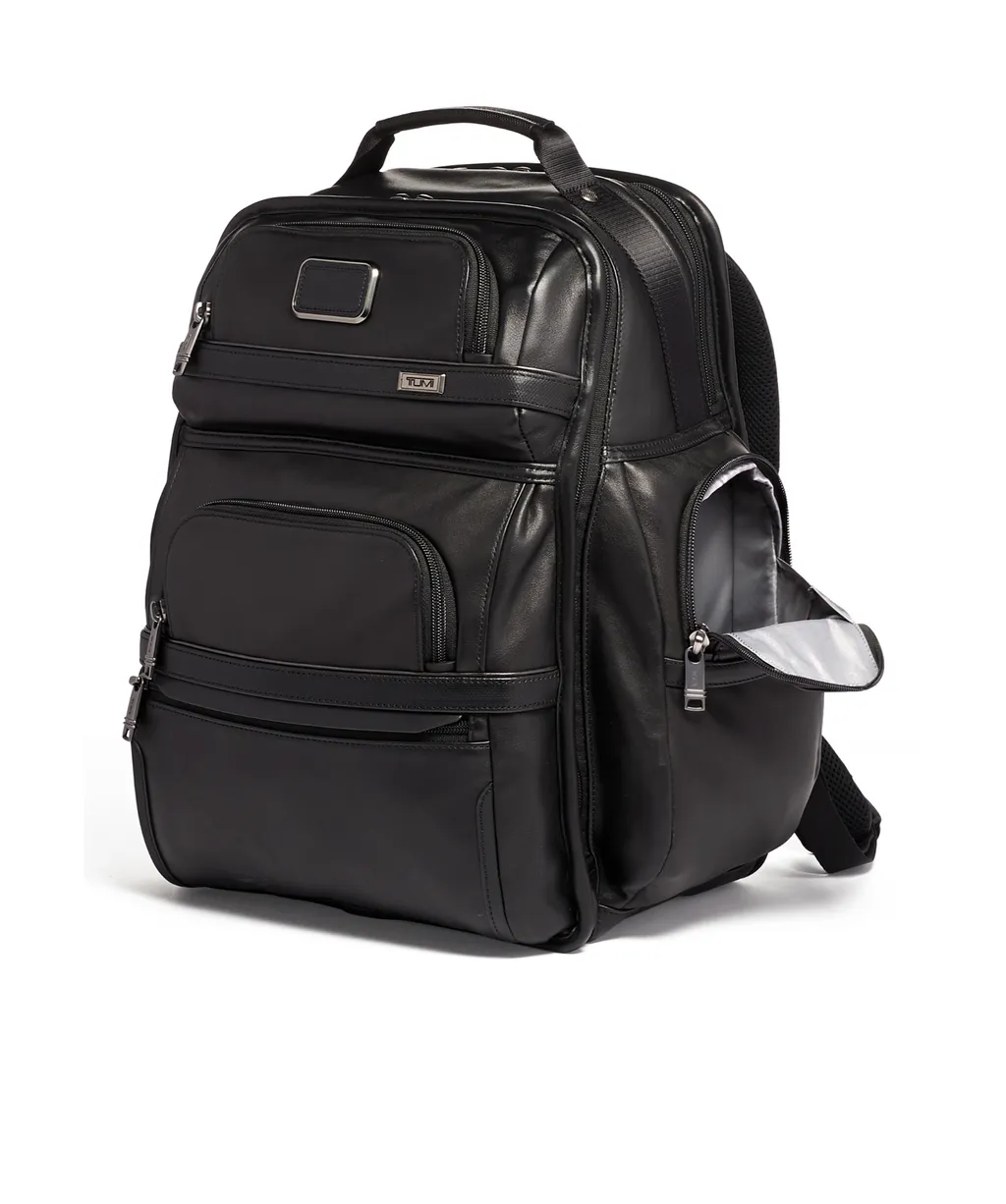 Brief Pack Leather Multi-Pocket Backpack