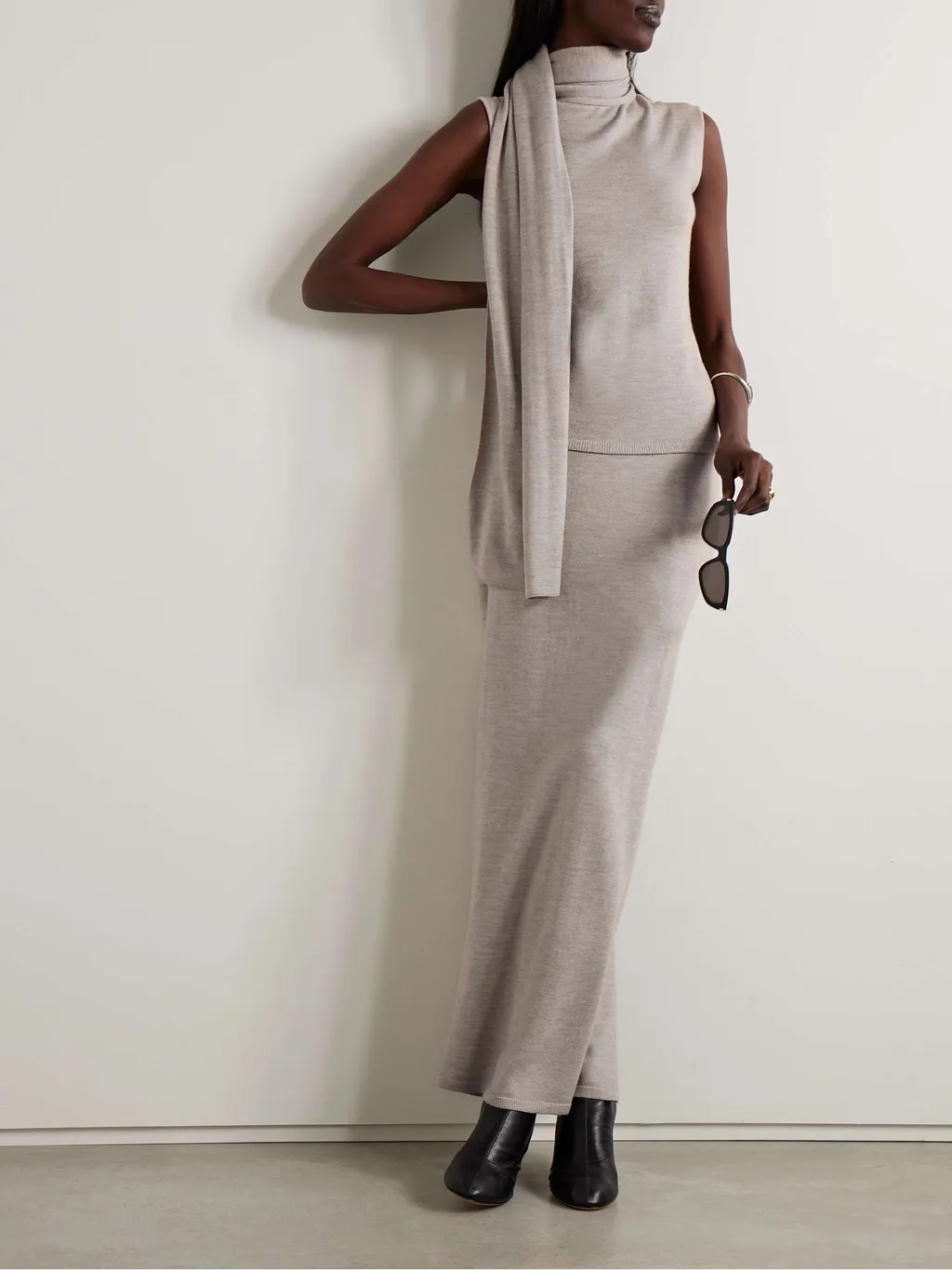 Sleeveless High-Neck Knitted Top