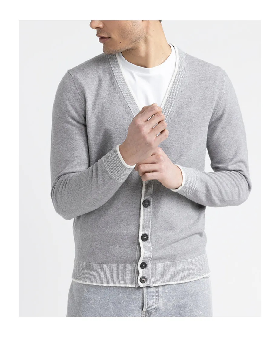 Contrast-Trim Cardigan