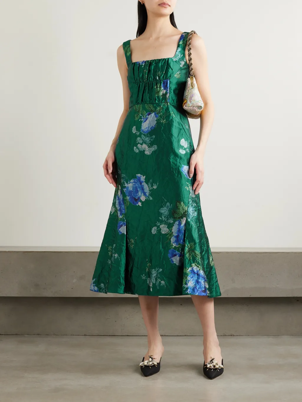 Pleated Flower Printed Dress