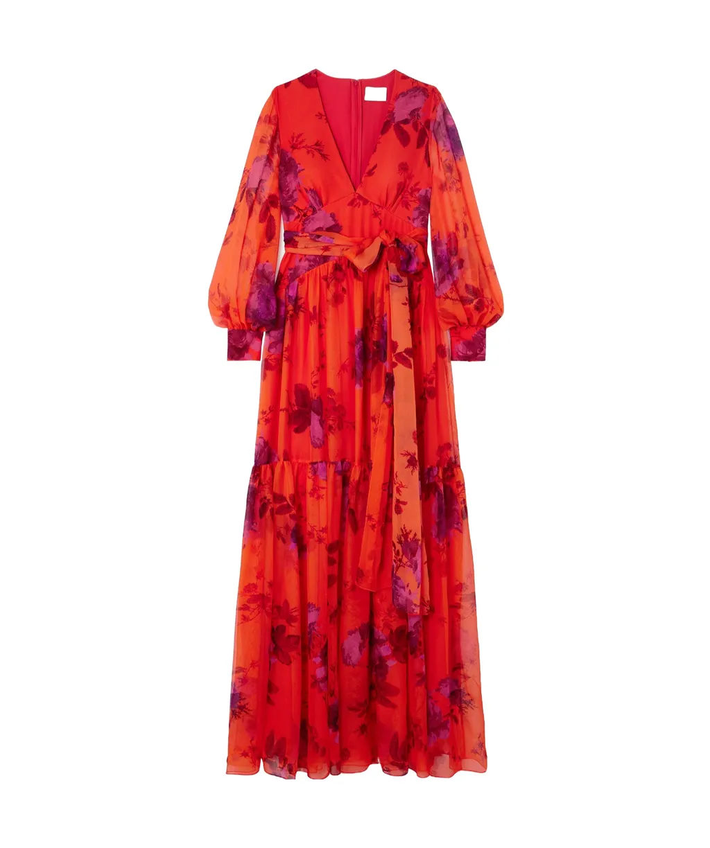 V-Neck Long-Sleeved Dress