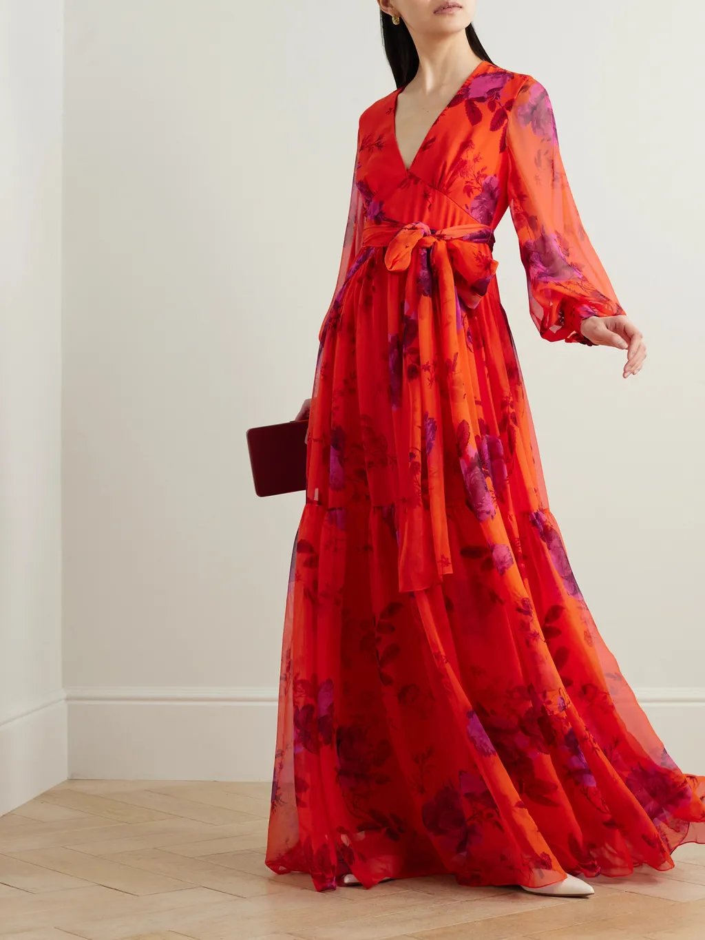 V-Neck Long-Sleeved Dress