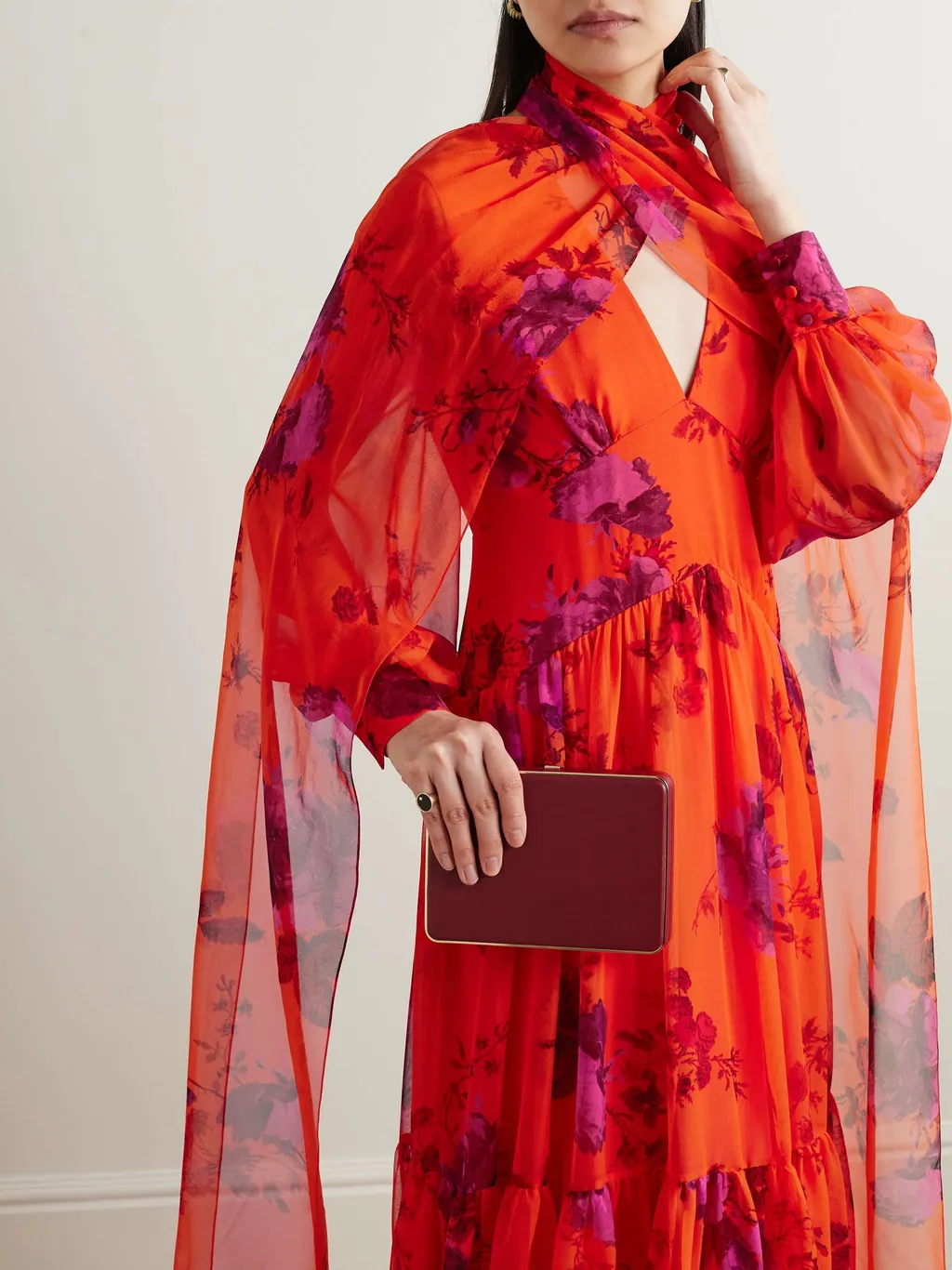 V-Neck Long-Sleeved Dress