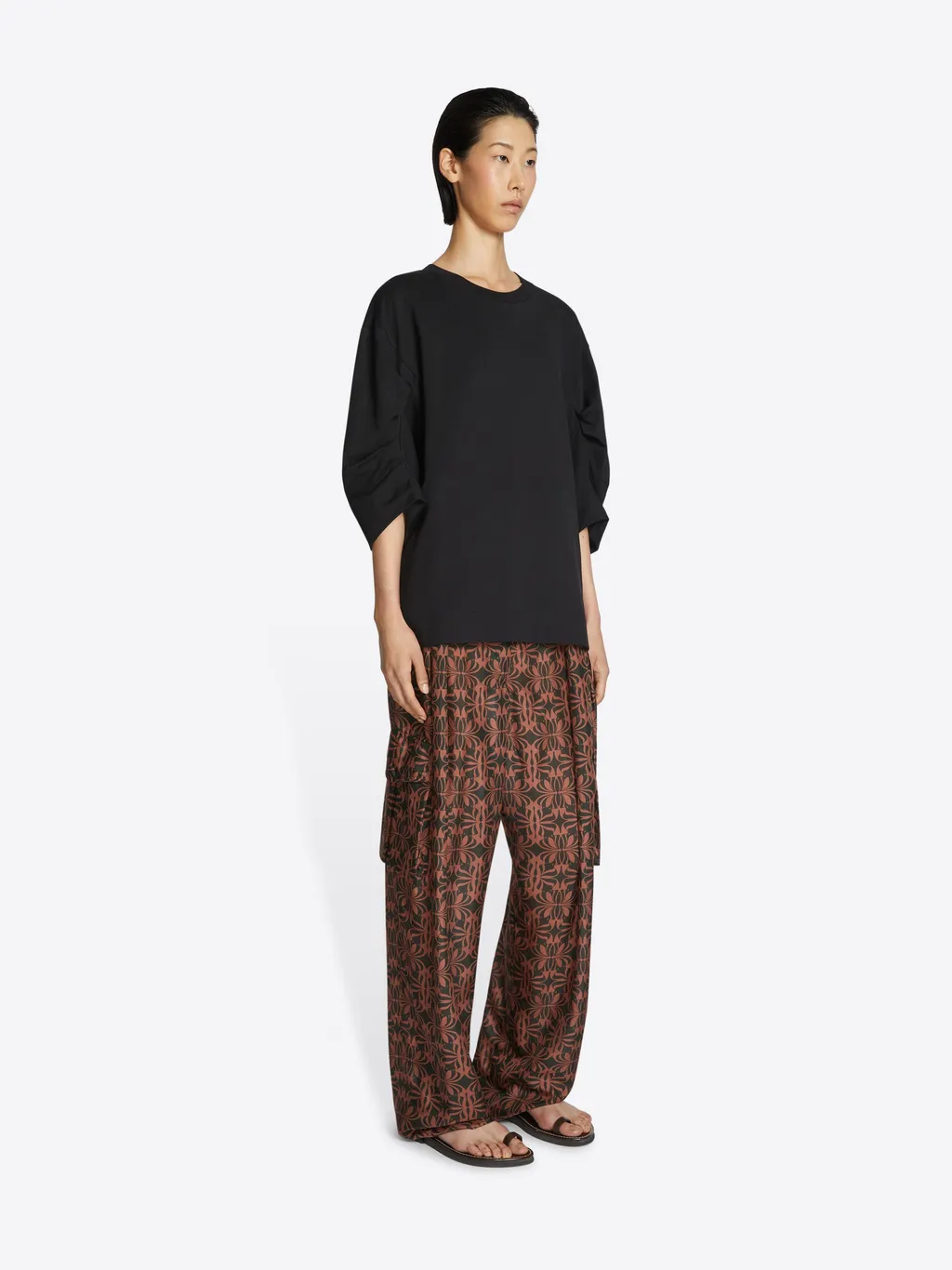 Dries Van Noten Pattern Printed Satin Cargo Pants