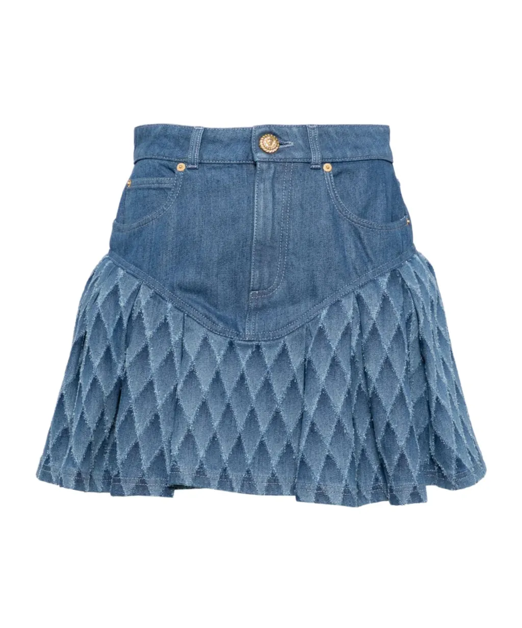 Short Skirt In Laser-Cut Denim
