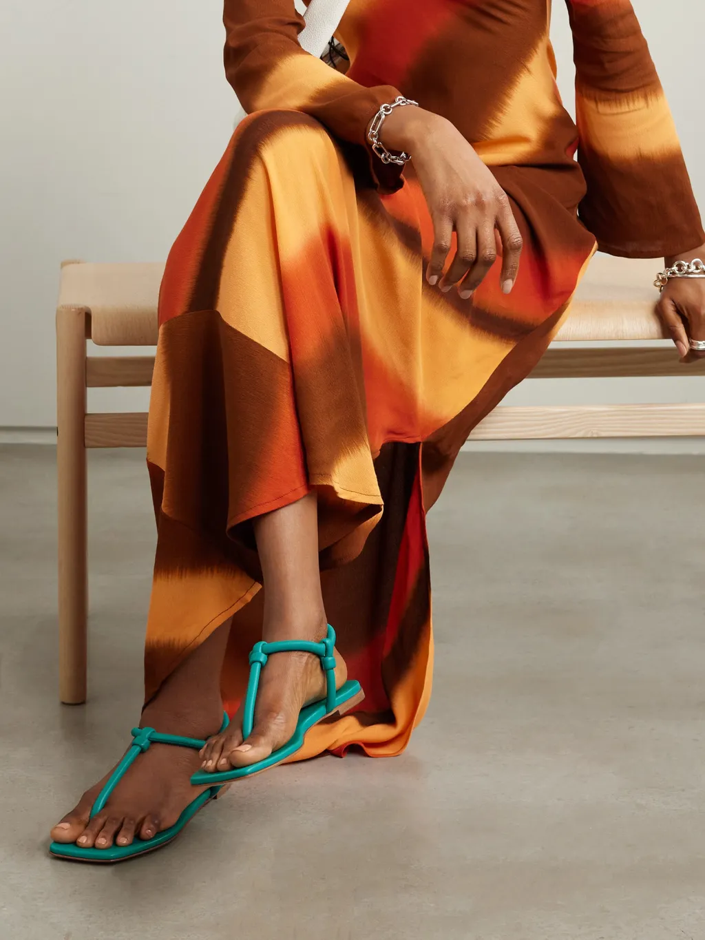 Knot-Trimmed Flat Sandals