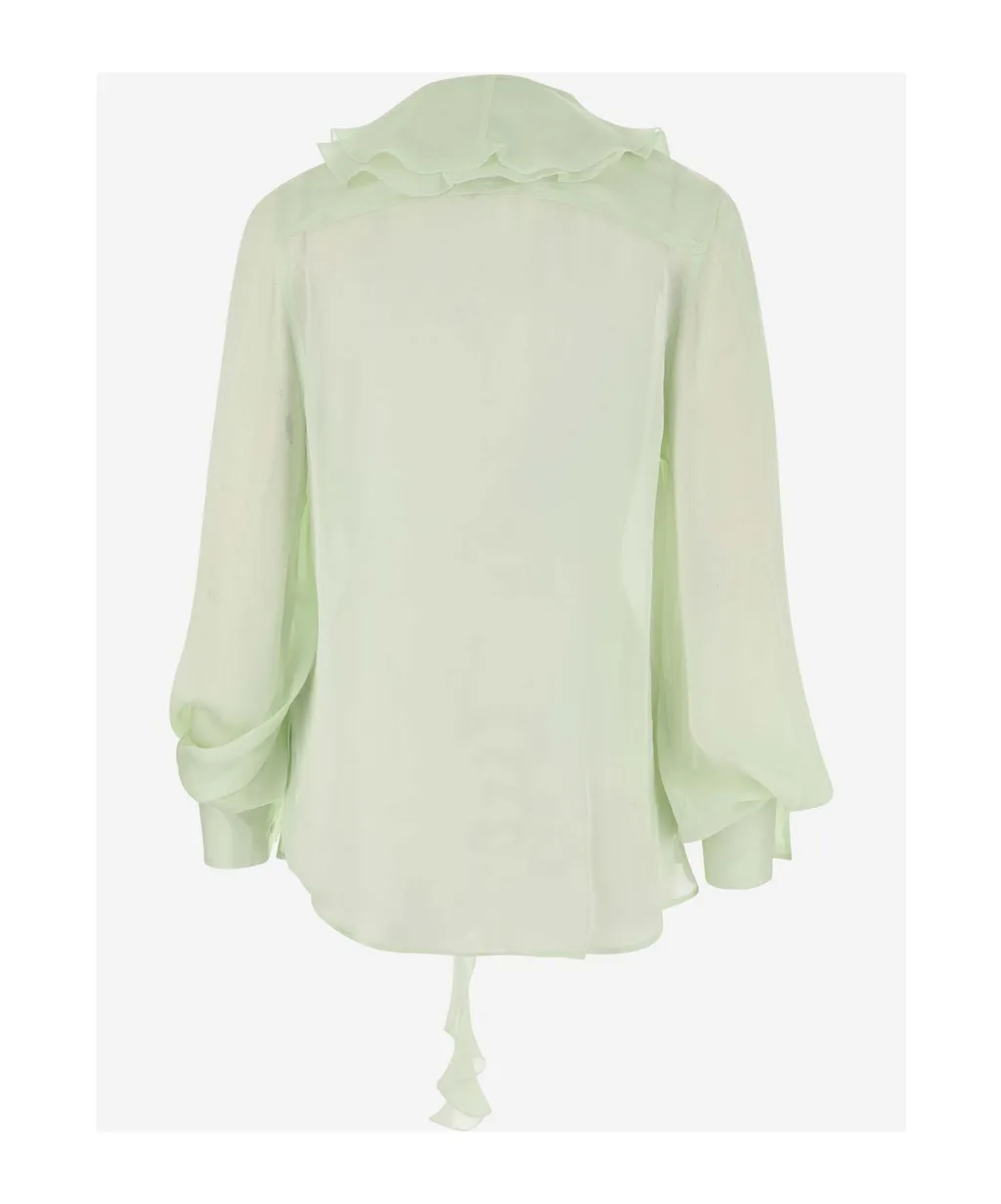 Victoria Beckham Ruffled Detailed High-Low Hem Shirt