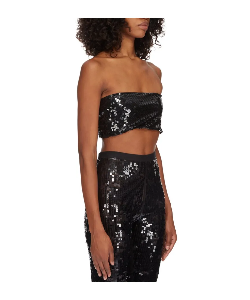 Rick Owens Lilies Sequinned Cropped Bandeau Top