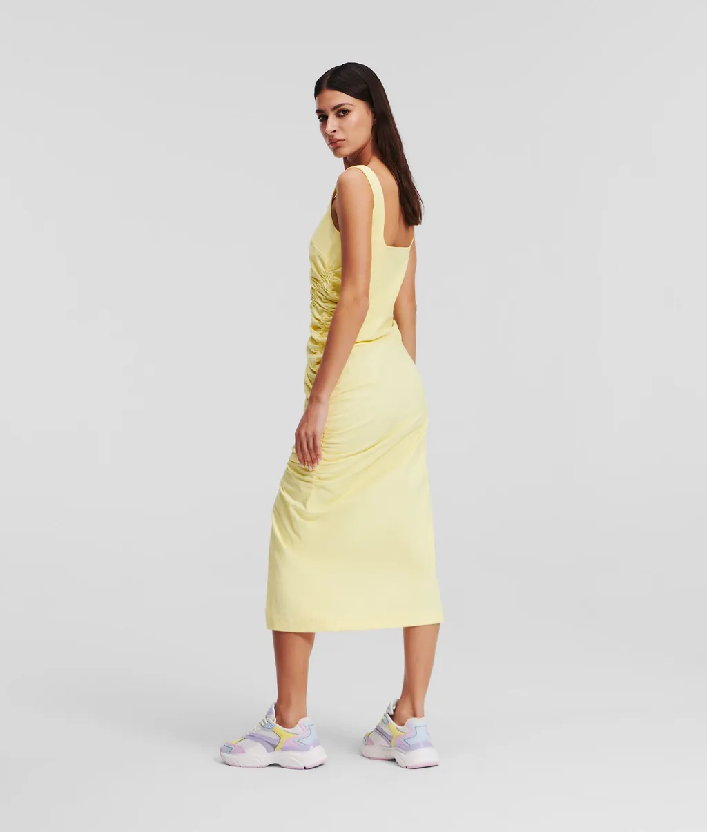 Draped Stretch-Cotton Dress