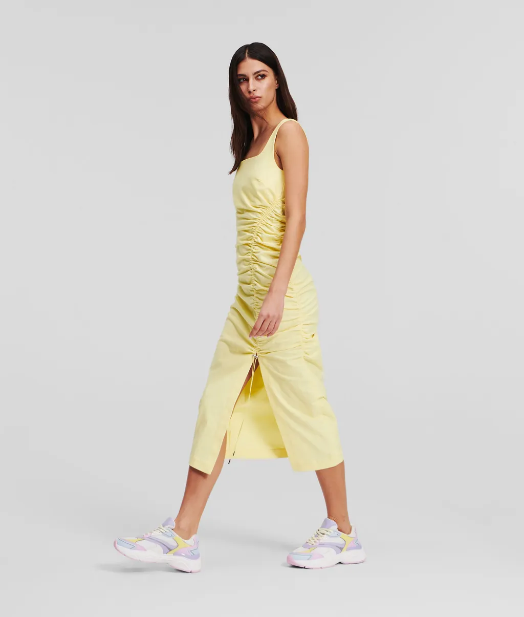 Draped Stretch-Cotton Dress
