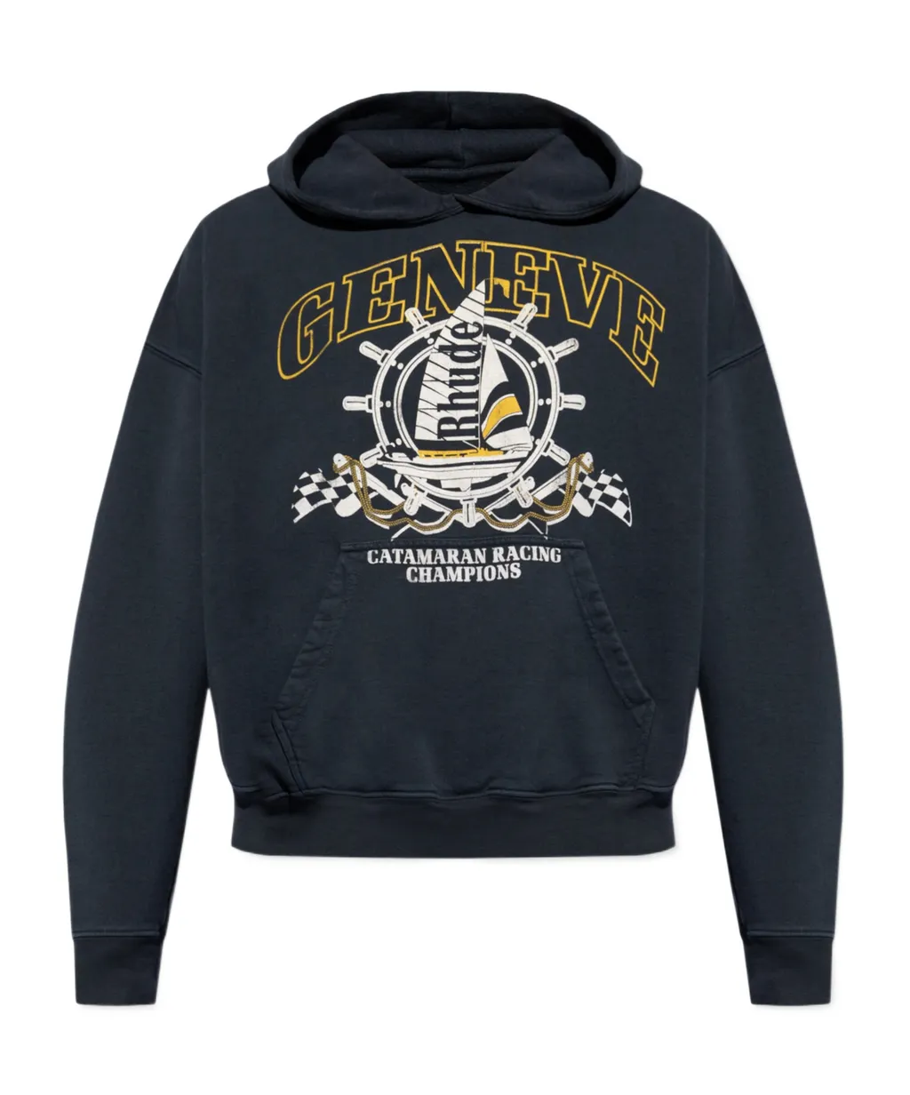 Rhude Drop Shoulder Nautical Printed Hoodie