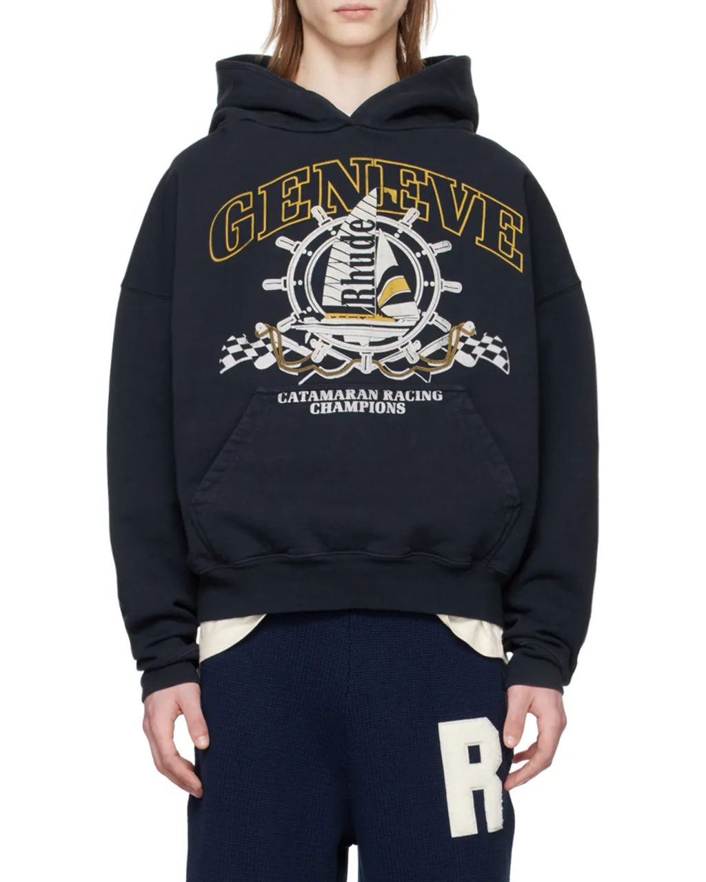 Rhude Drop Shoulder Nautical Printed Hoodie