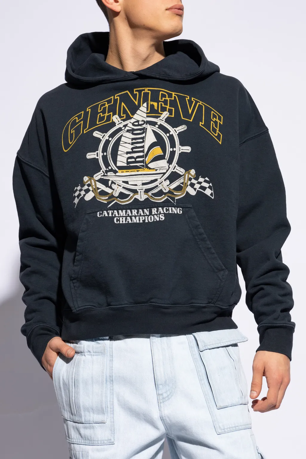 Rhude Drop Shoulder Nautical Printed Hoodie