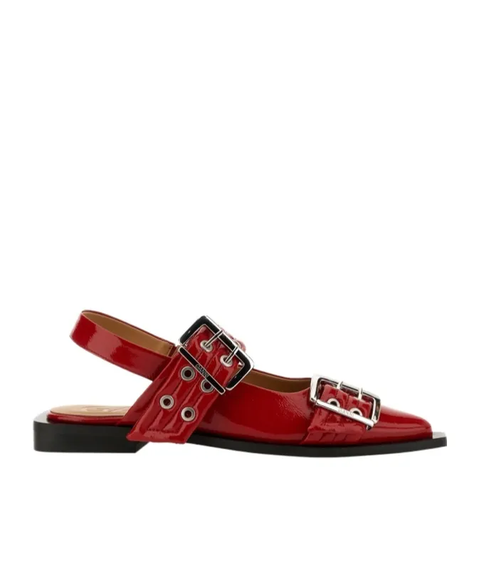 Ganni Feminine Buckle Slingback Ballerinas