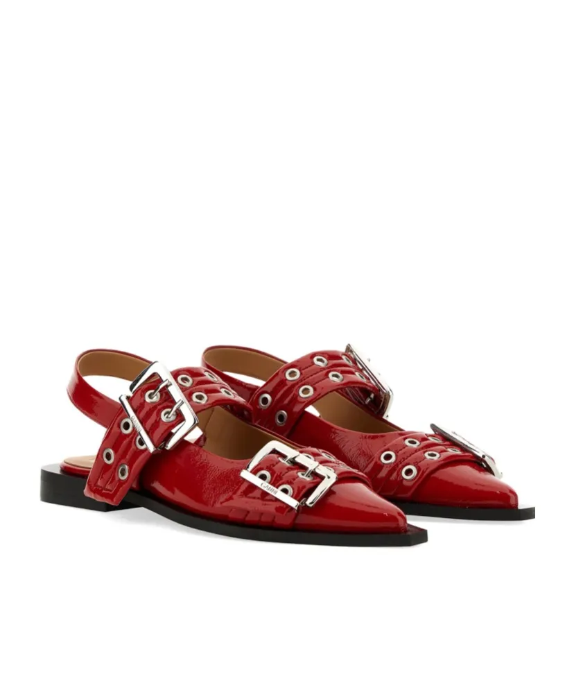 Ganni Feminine Buckle Slingback Ballerinas