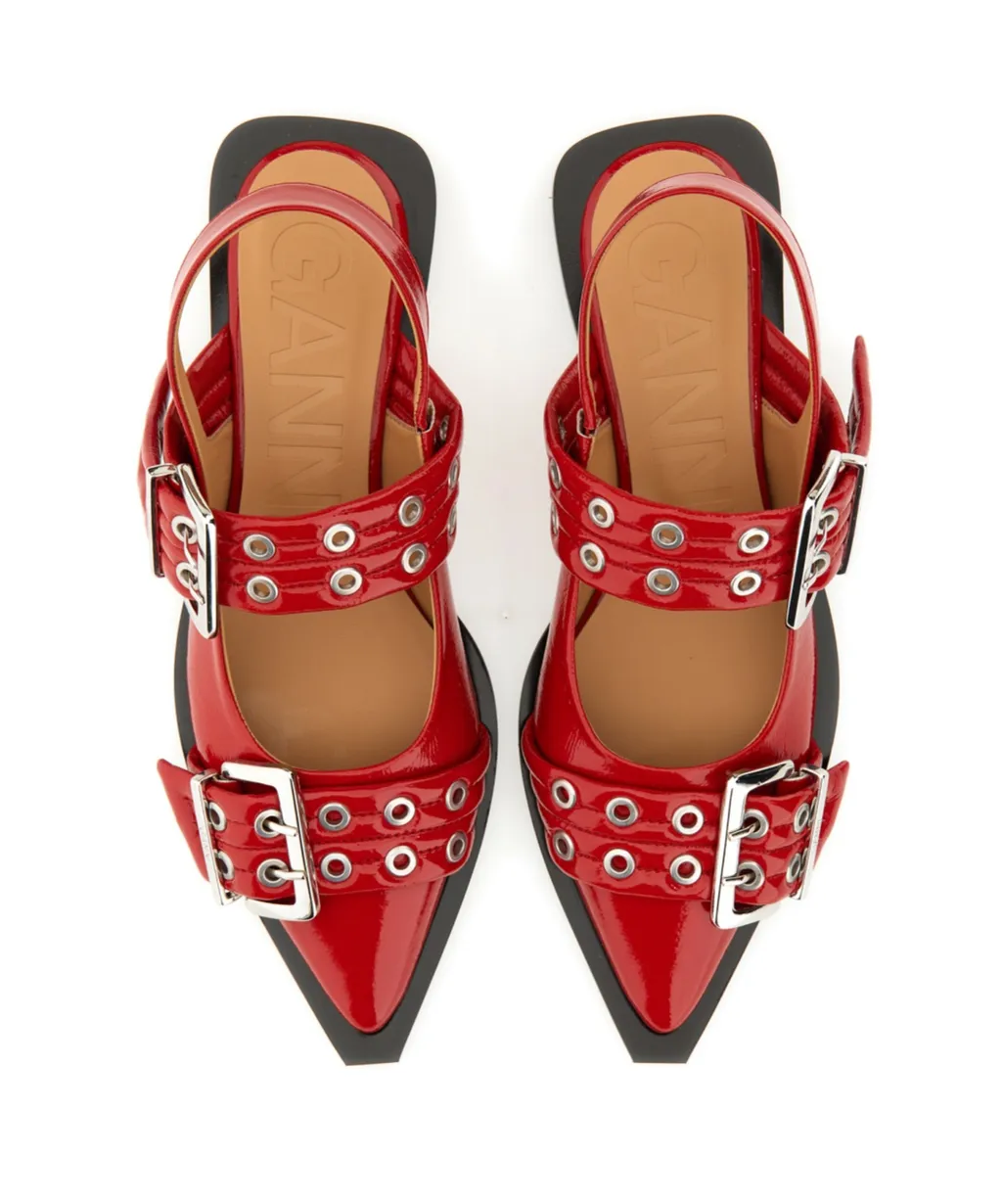 Ganni Feminine Buckle Slingback Ballerinas