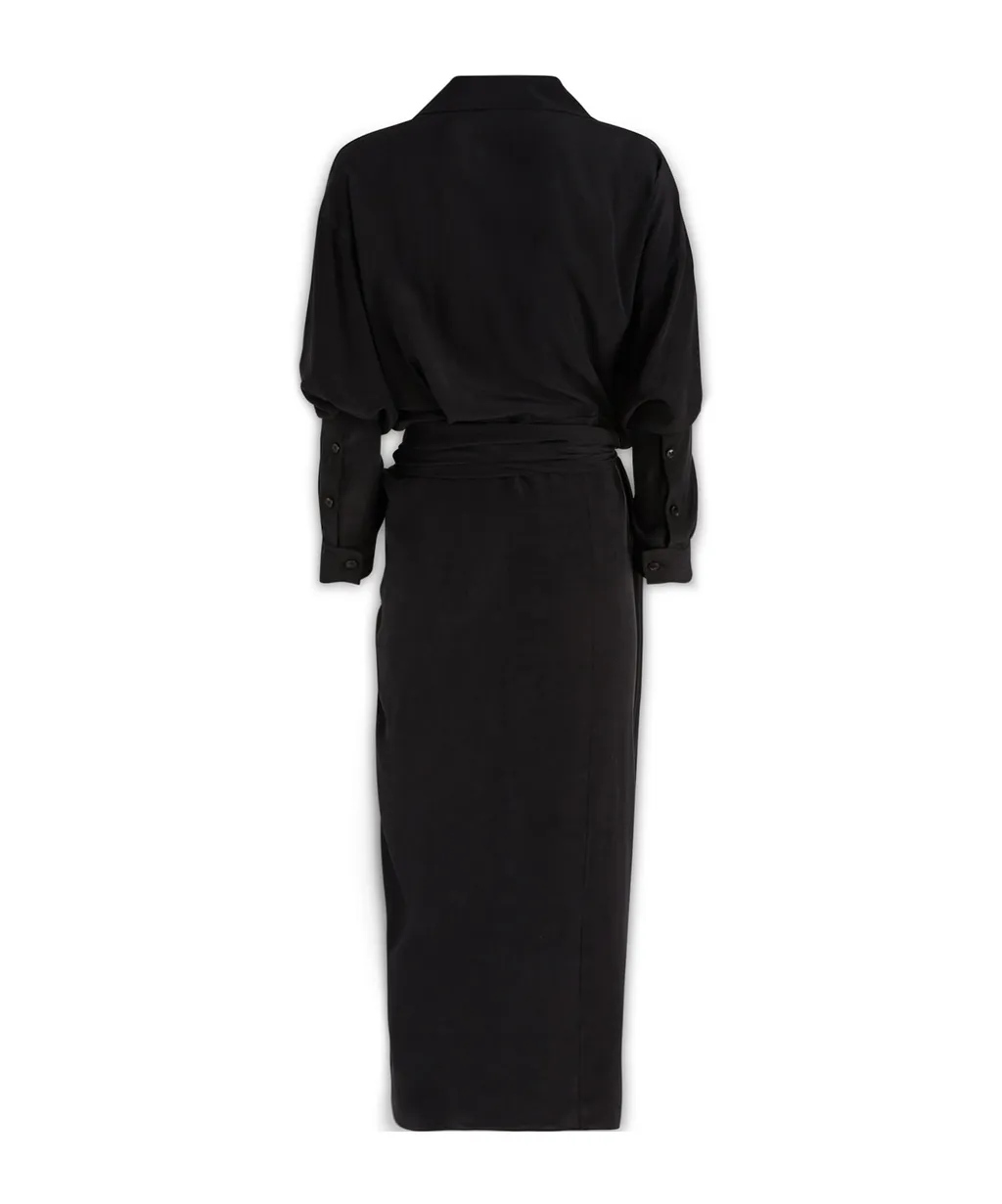 Long-Sleeve Button-Fastening Dress