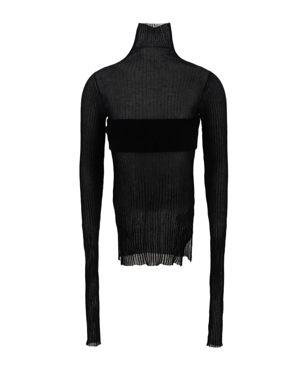 High-Neck Ribbed Top