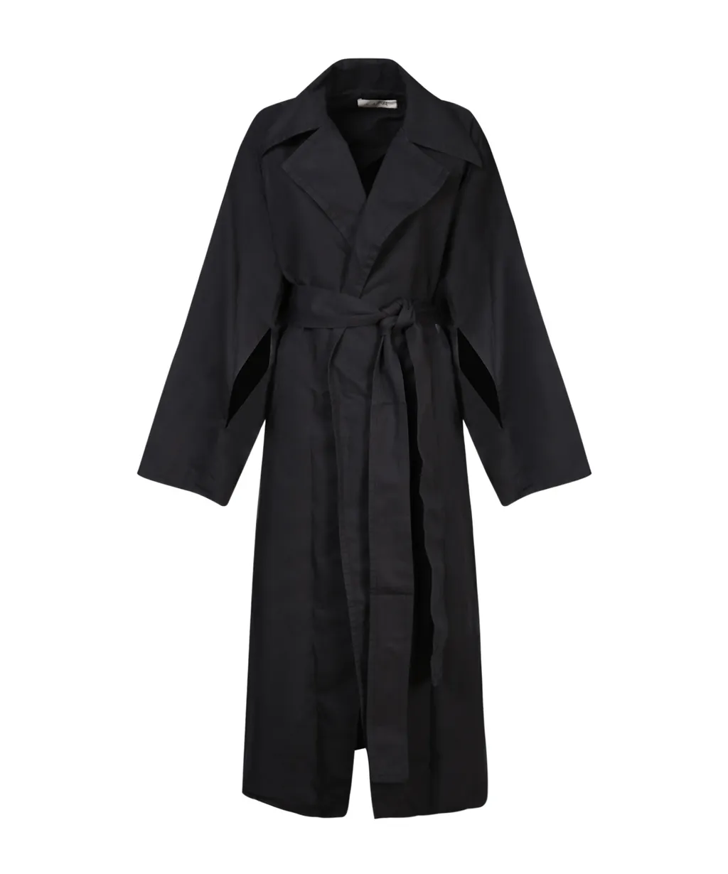 Belted Cotton Blend Trench Coat