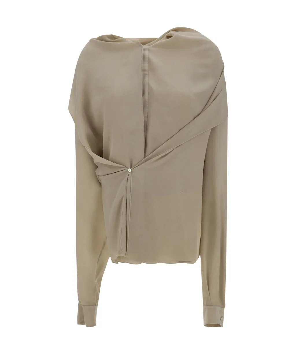 Crepe Silk Shawl Blouse