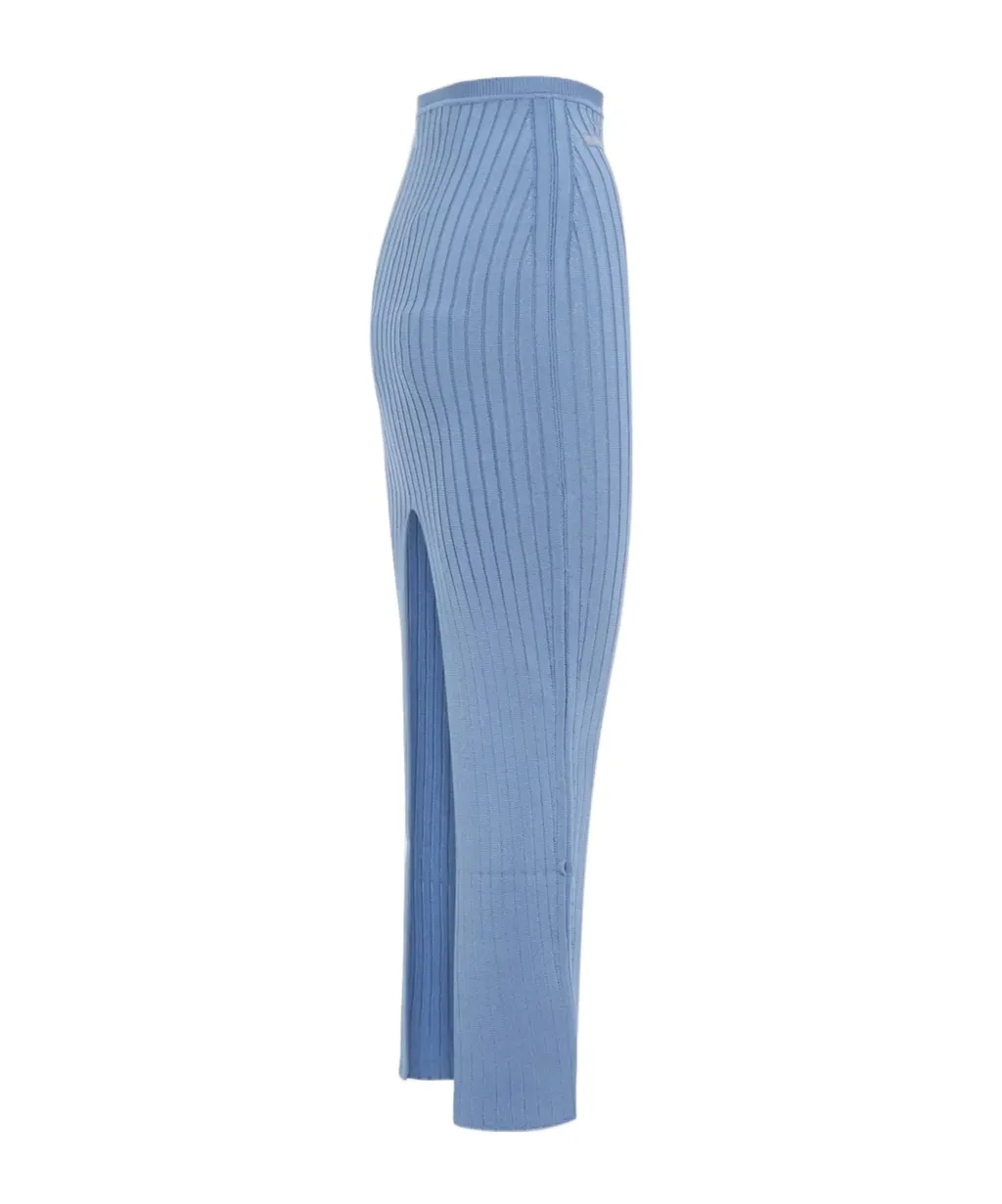 Jacquard-Logo Ribbed Maxi Skirt