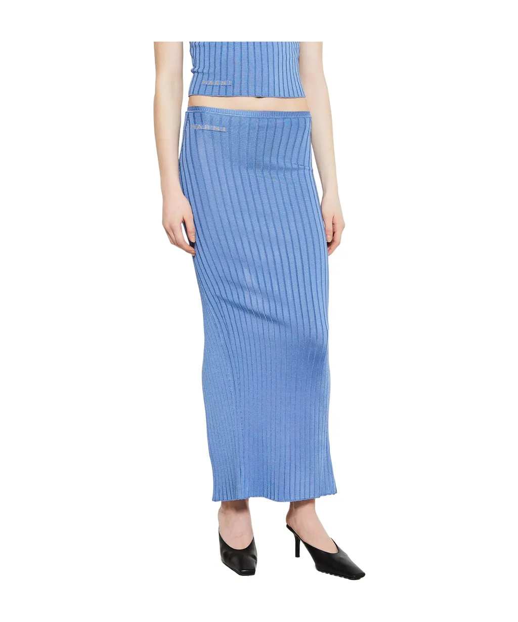 Jacquard-Logo Ribbed Maxi Skirt