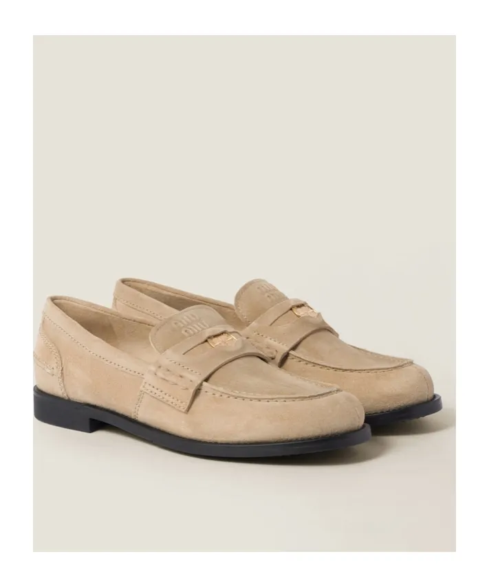 Miu Miu Logo-Plaque Slip-On Loafers