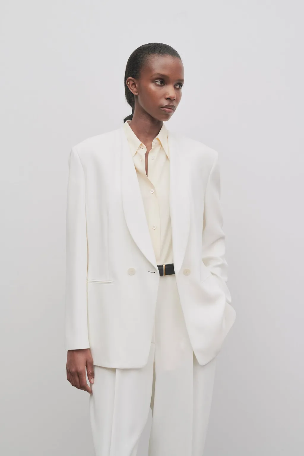 Alda Crepe Double-Breasted Blazer