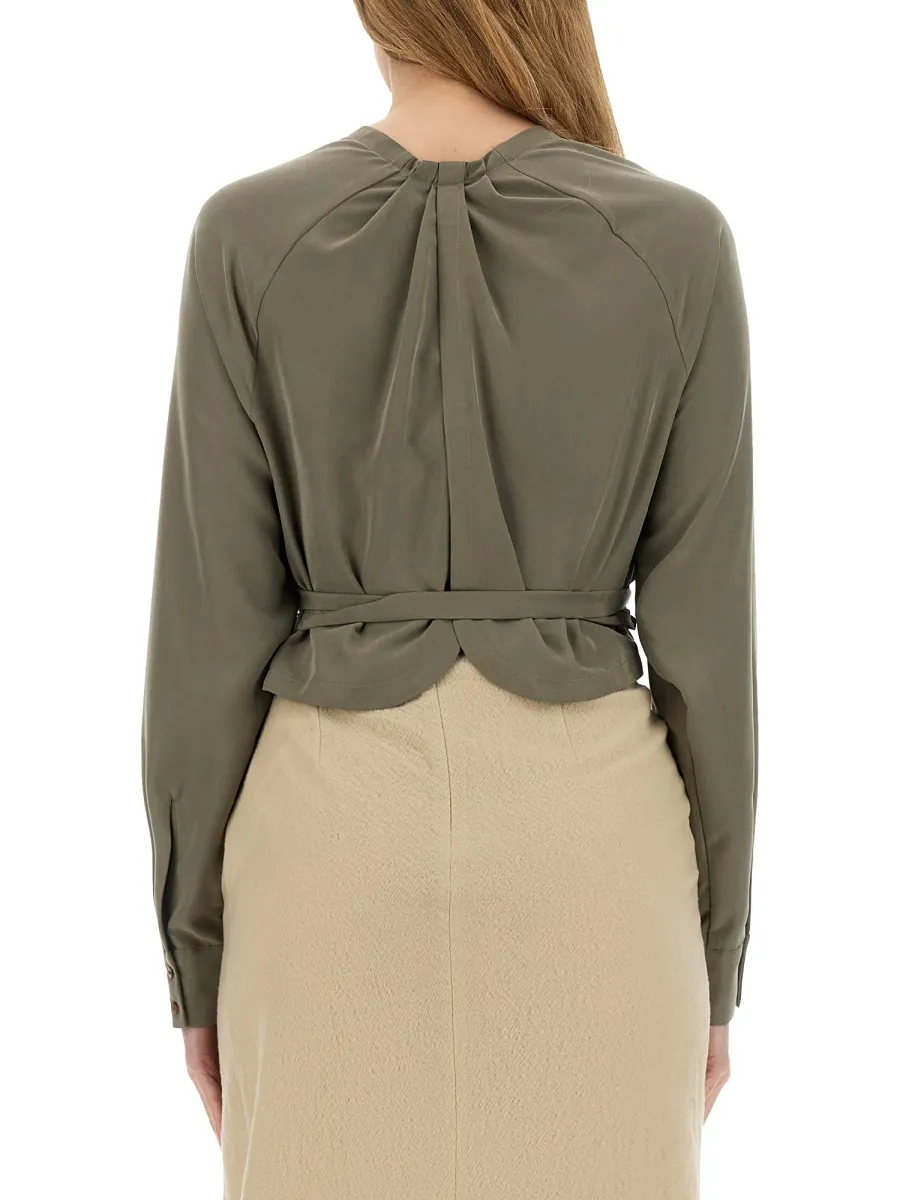 Alysi Cropped Ruffled Wrap Top