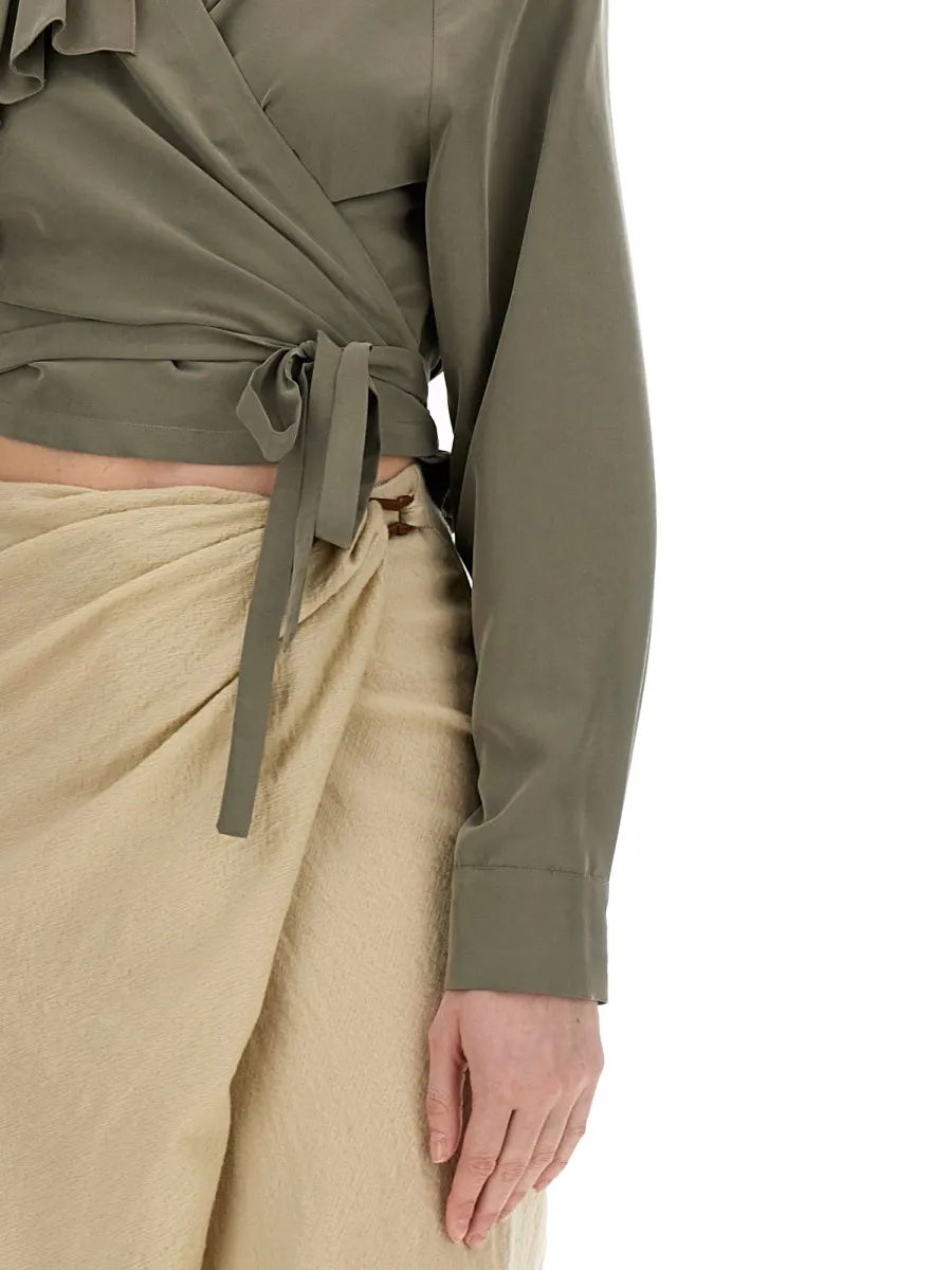 Alysi Cropped Ruffled Wrap Top