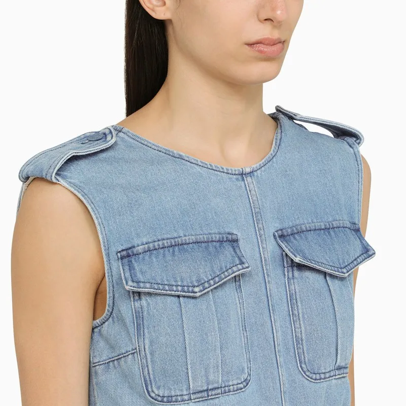 A Long Sleeveless Denim Dress