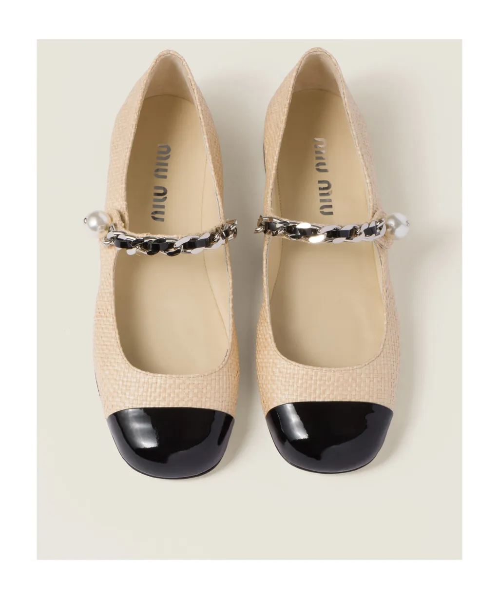 Miu Miu Two-Toned Chain-Linked Ballerinas