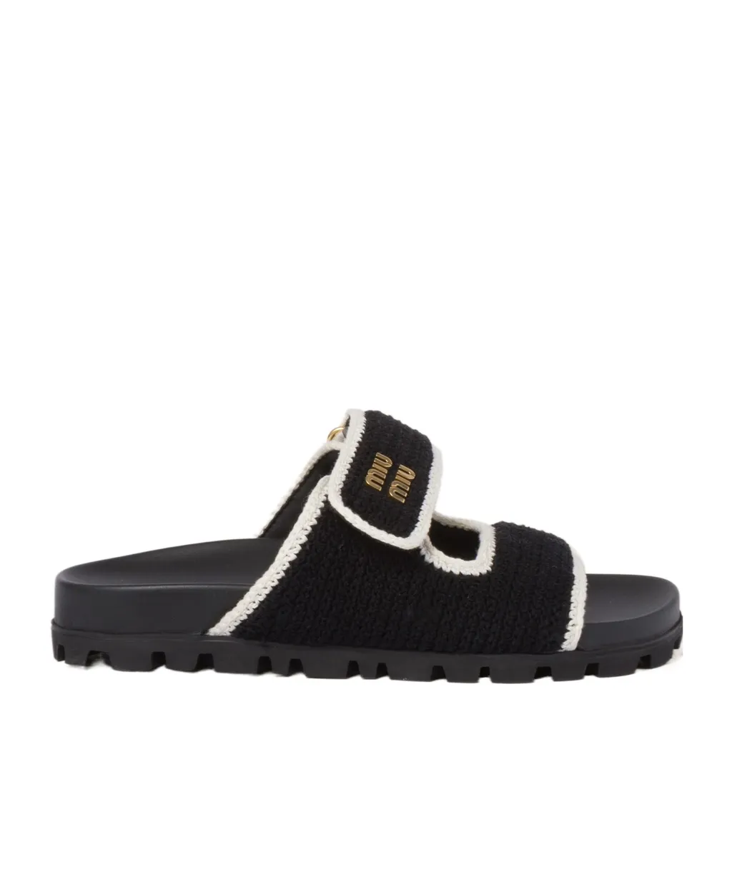 Miu Miu Logo-Lettering Slip-On Sandals
