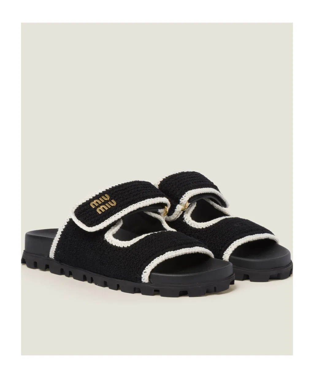 Miu Miu Logo-Lettering Slip-On Sandals