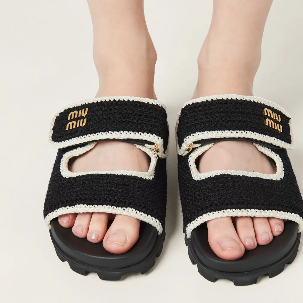 Miu Miu Logo-Lettering Slip-On Sandals