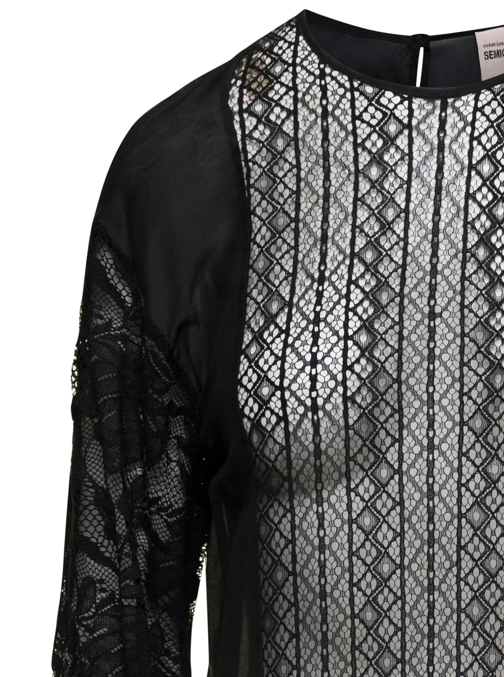 Long-Sleeved Lace Blouse