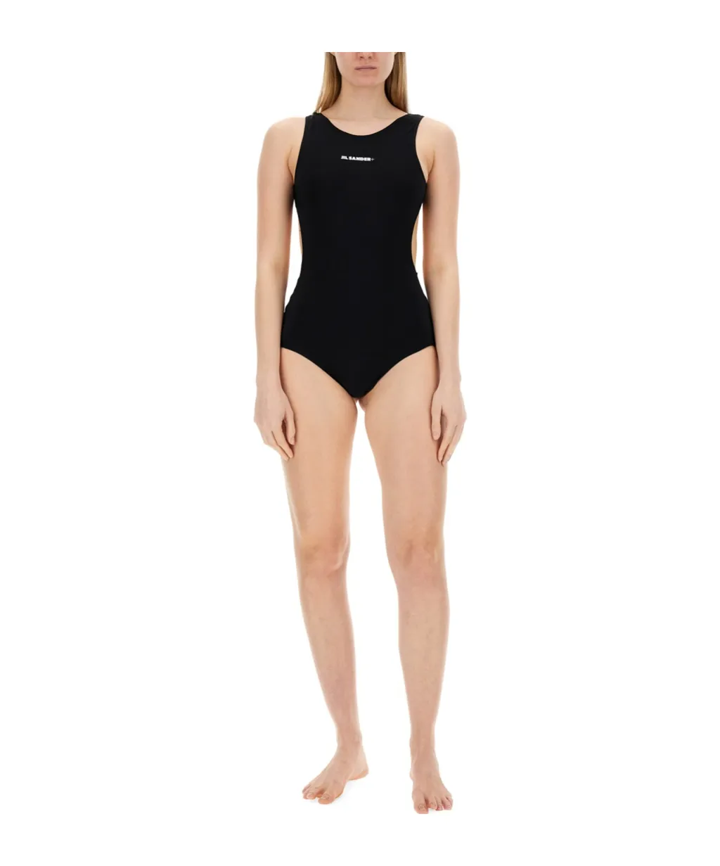 Jil Sander Logo Printed One-Piece Swimsuit