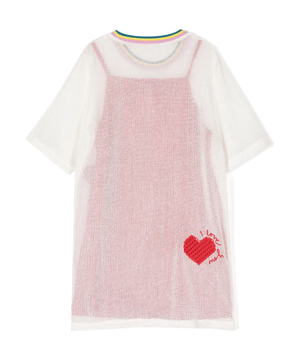 Heart-Embroidered Layered Dress
