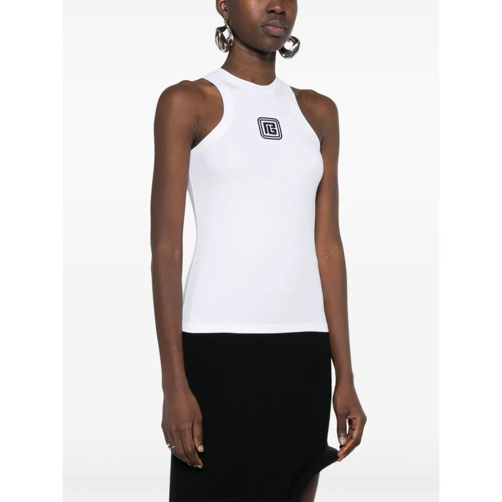 Balmain Logo Patch Sleeveless Tank Top
