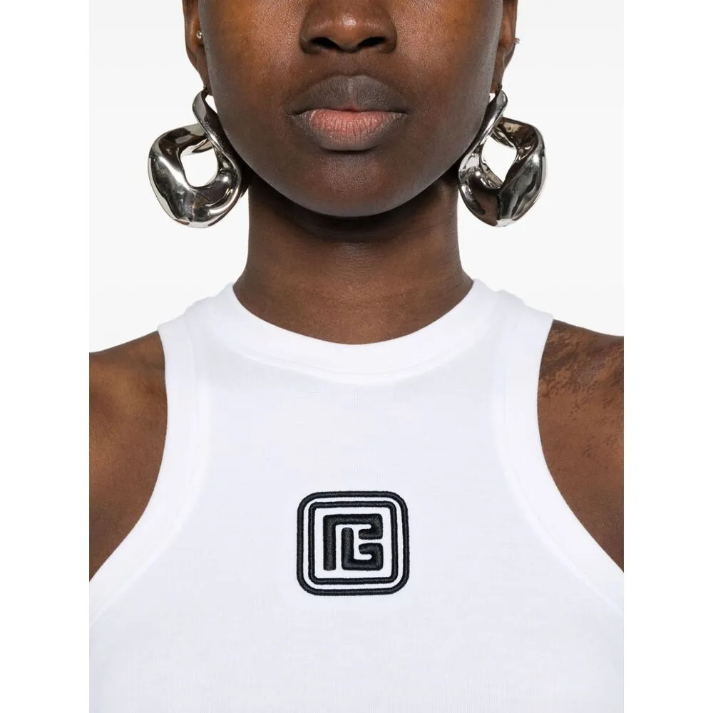 Balmain Logo Patch Sleeveless Tank Top