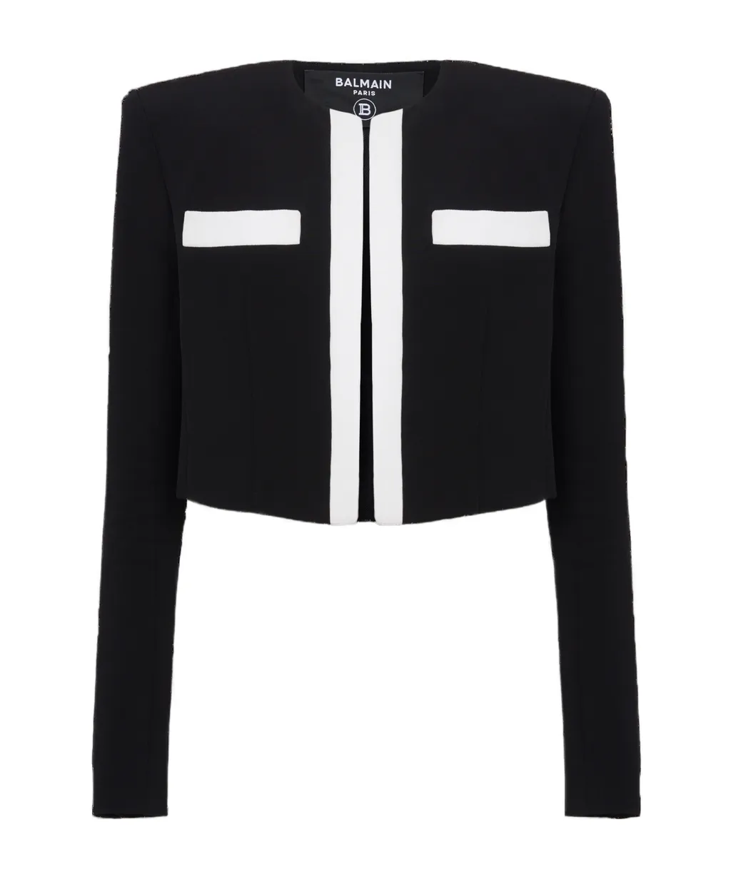 Balmain Two-Tone Crepe Spencer Jacket