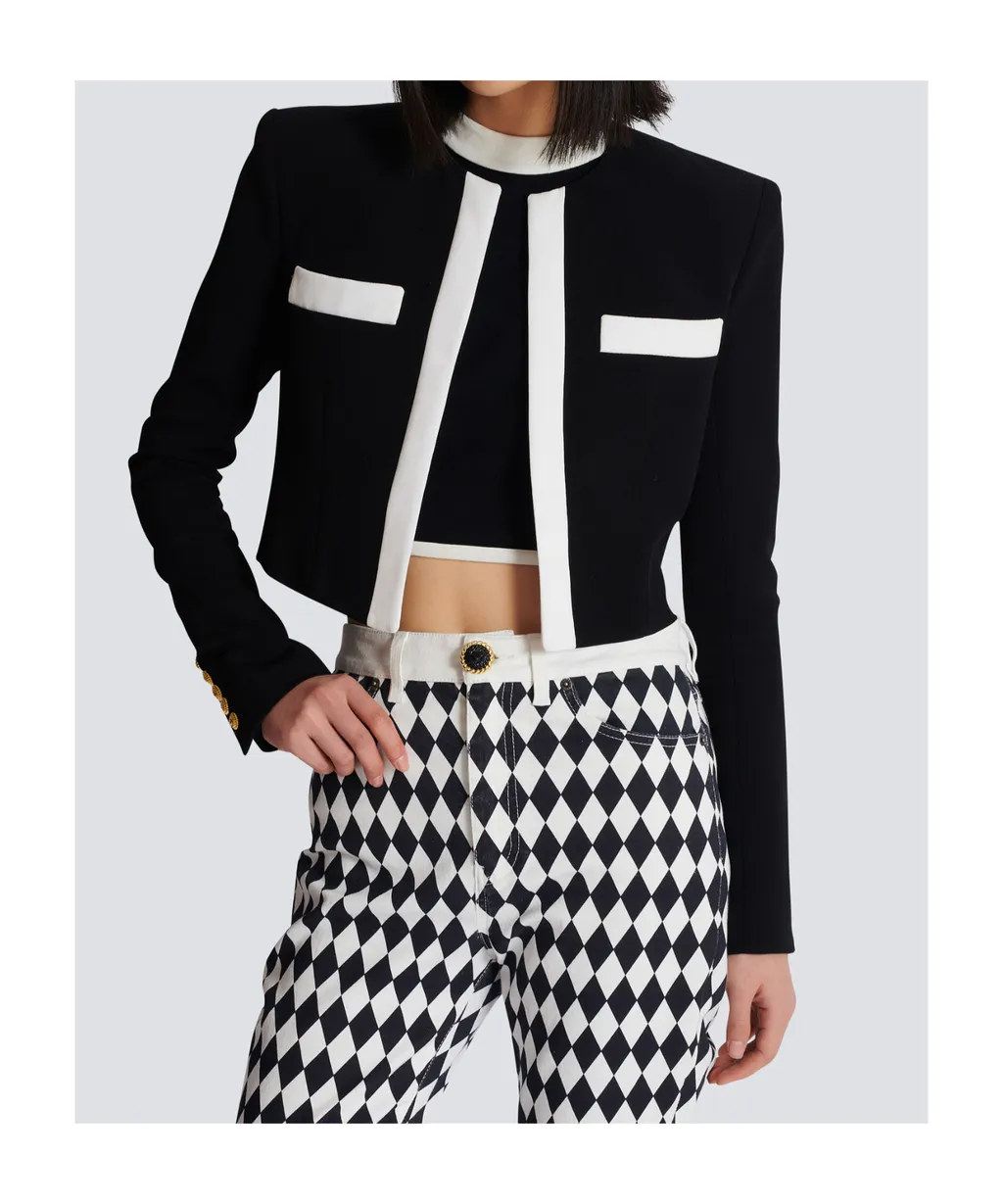 Balmain Two-Tone Crepe Spencer Jacket