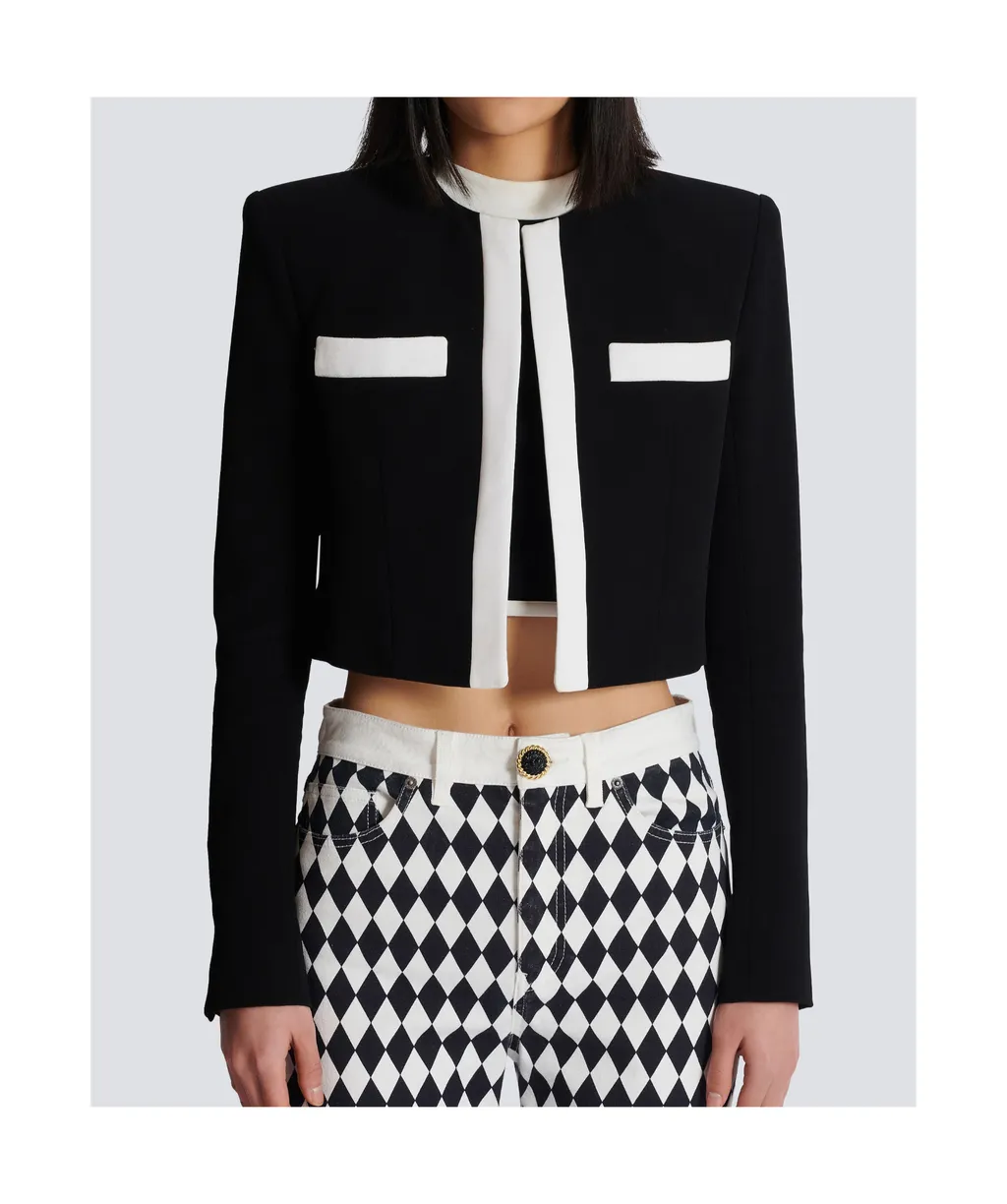Balmain Two-Tone Crepe Spencer Jacket