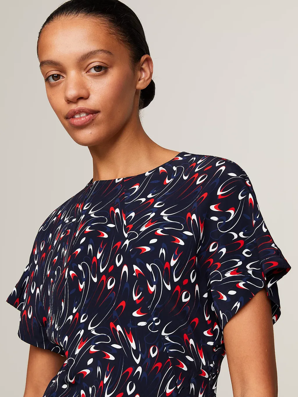 Round-Collar Short-Sleeve Dress