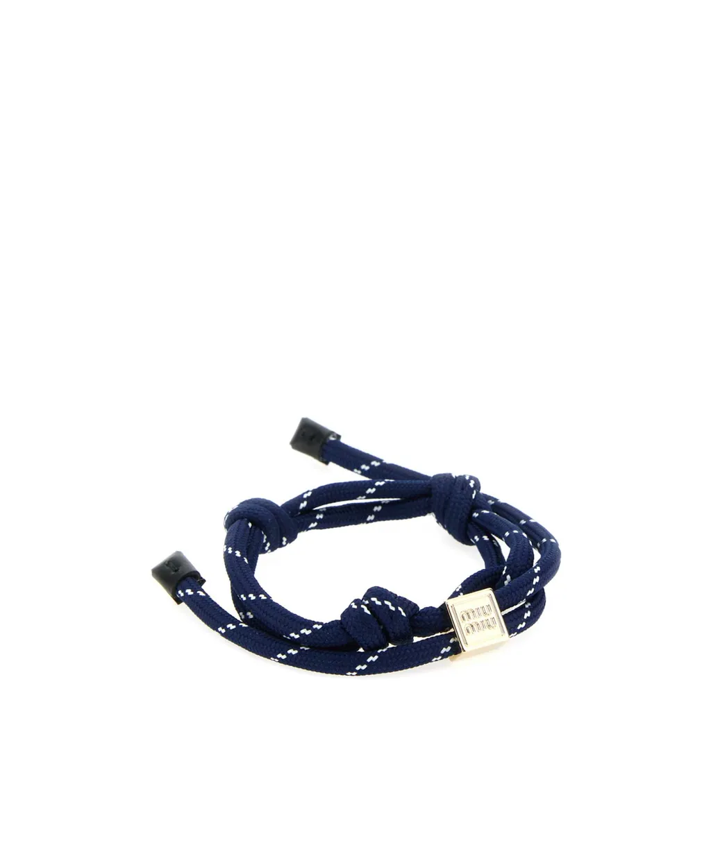 Miu Miu Logo-Charm Rope Bracelet